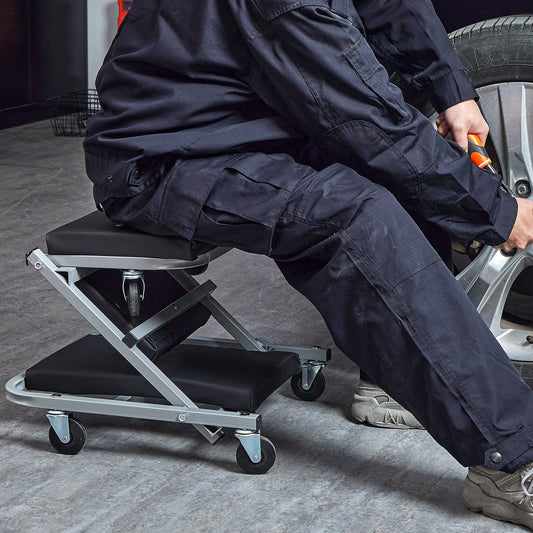 2 In 1 Z Creeper Seat Rolling Chair Auto Mechanics Shop Garage Work Stool