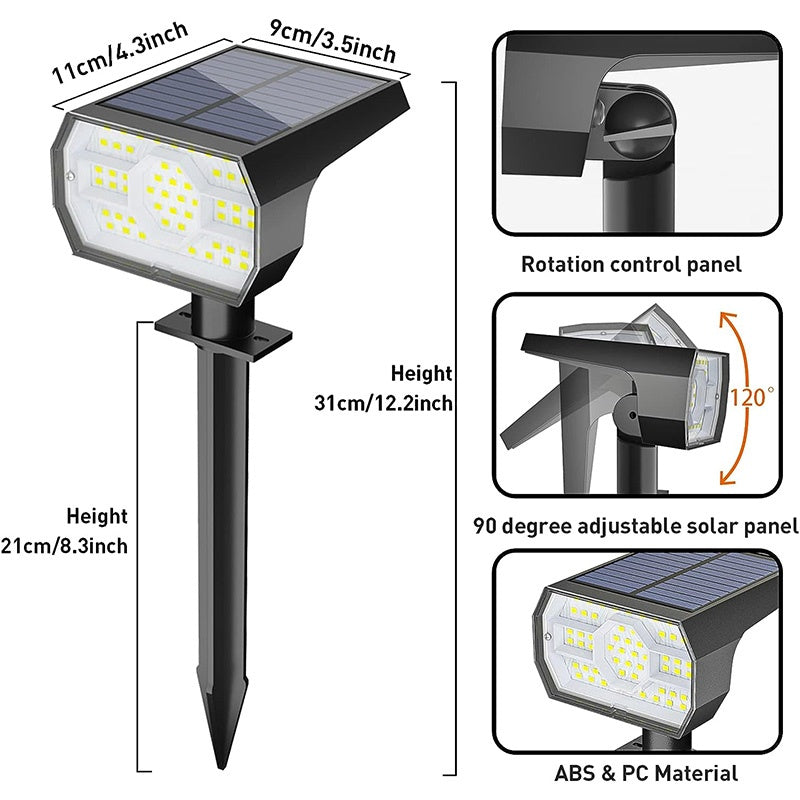 4 Pack Solar Lights Outdoor Waterproof IP68, 56 LED 3 Lighting Modes Solar Spot Lights Landscape Lighting Decorations Outdoor For Patio Yard Pathway Garden House
