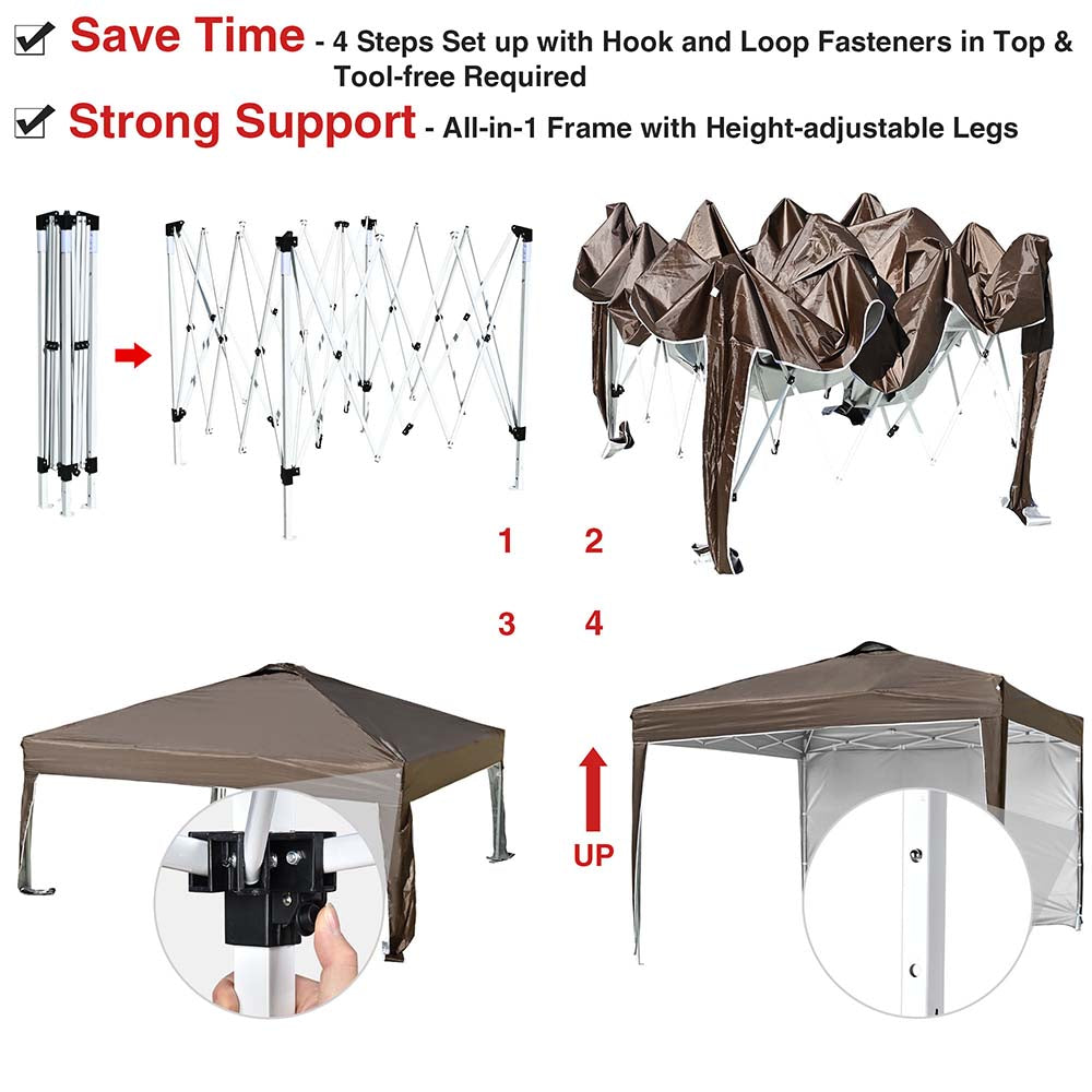 10x10 Pop Up Canopy Tent with Weight Bags Air Vent