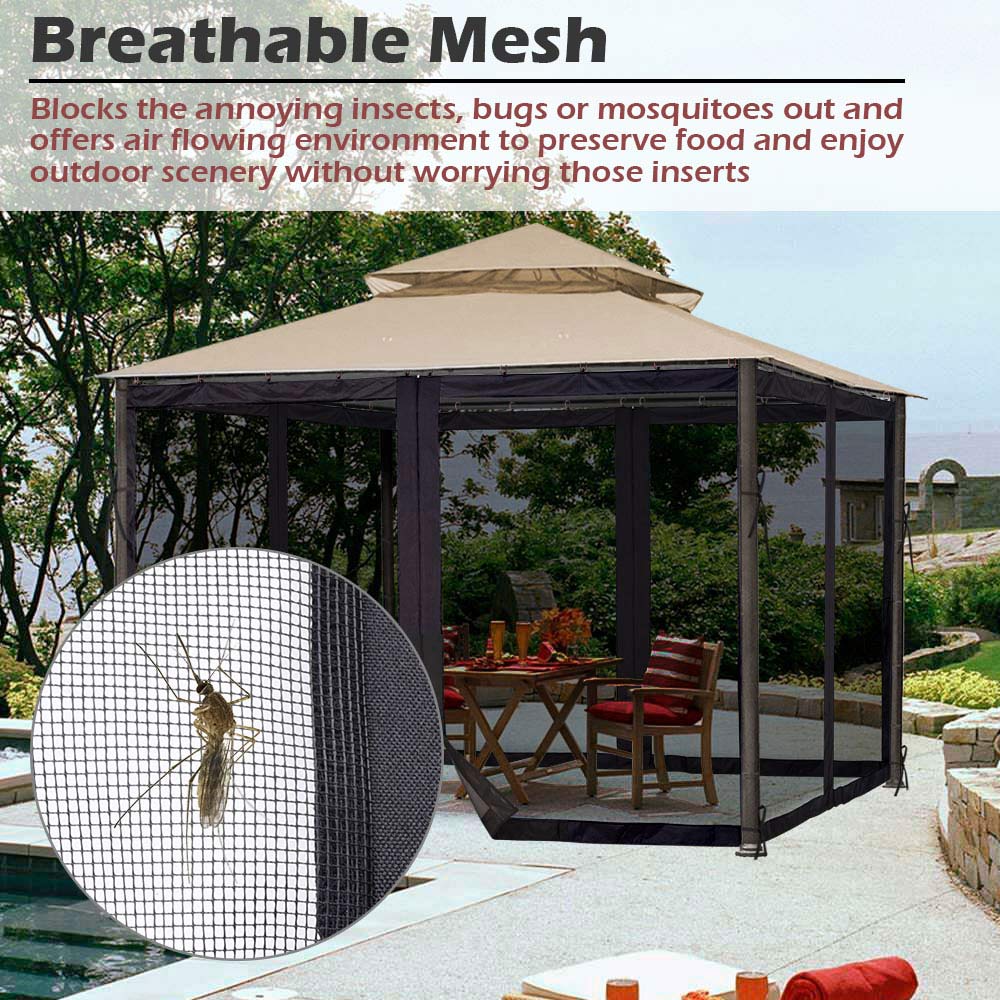 9.8'W x 6'H Gazebo Mosquito Netting for 10'x10' Gazebos