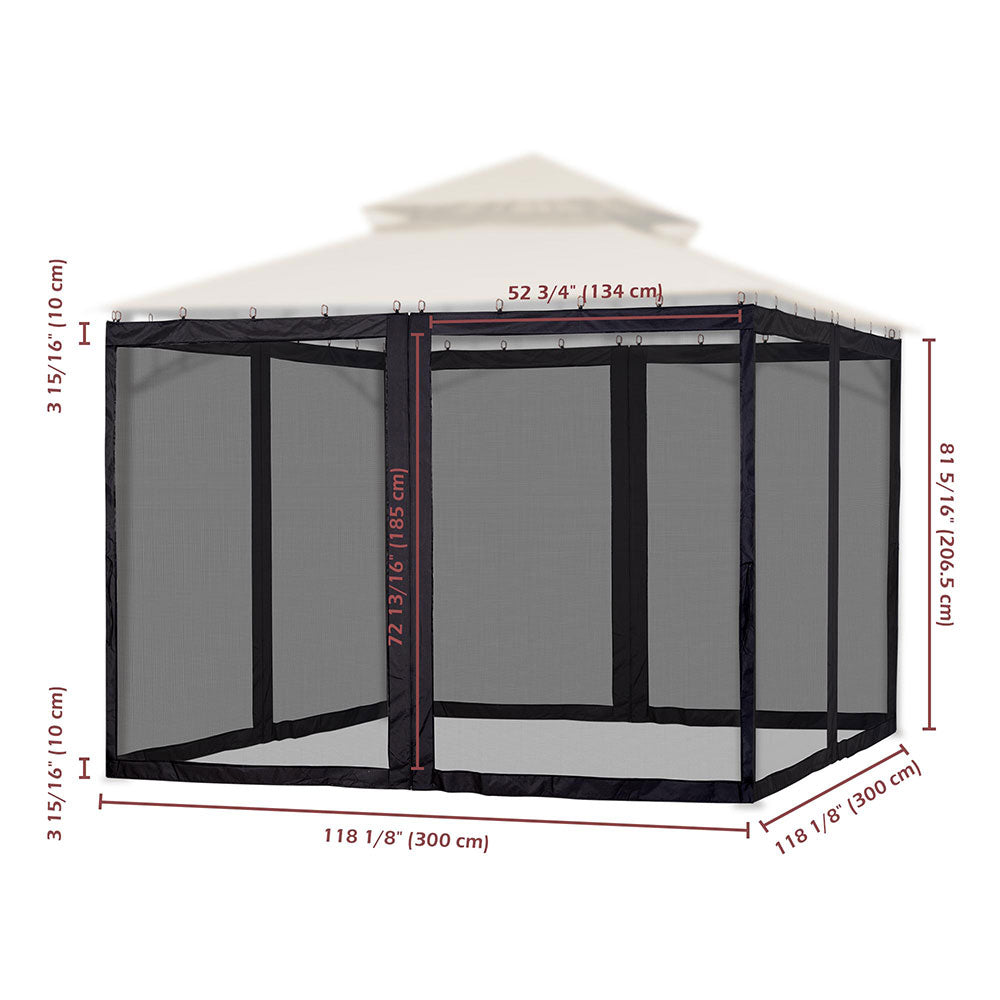 9.8'W x 6'H Gazebo Mosquito Netting for 10'x10' Gazebos