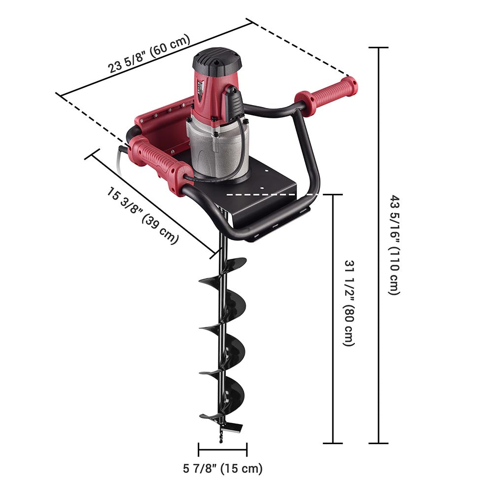 Electric Post Hole Digger with 6" Earth Auger Bit Set 1500W 2HP
