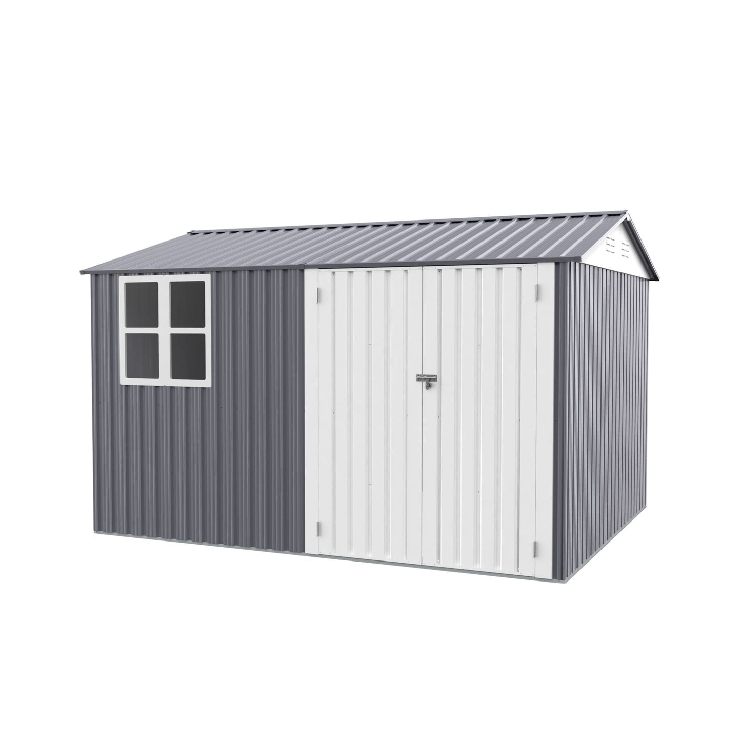 [08X10FT] Outdoor Garden Tool Shed With Thickened Galvanized Steel, Sloped Roof, Vents And Double Lockable Doors (SAK66582)