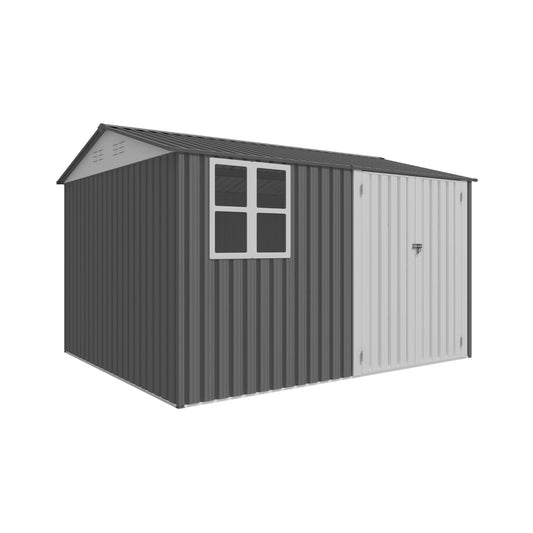 [08X10FT] Outdoor Garden Tool Shed With Thickened Galvanized Steel, Sloped Roof, Vents And Double Lockable Doors (SAK66582)