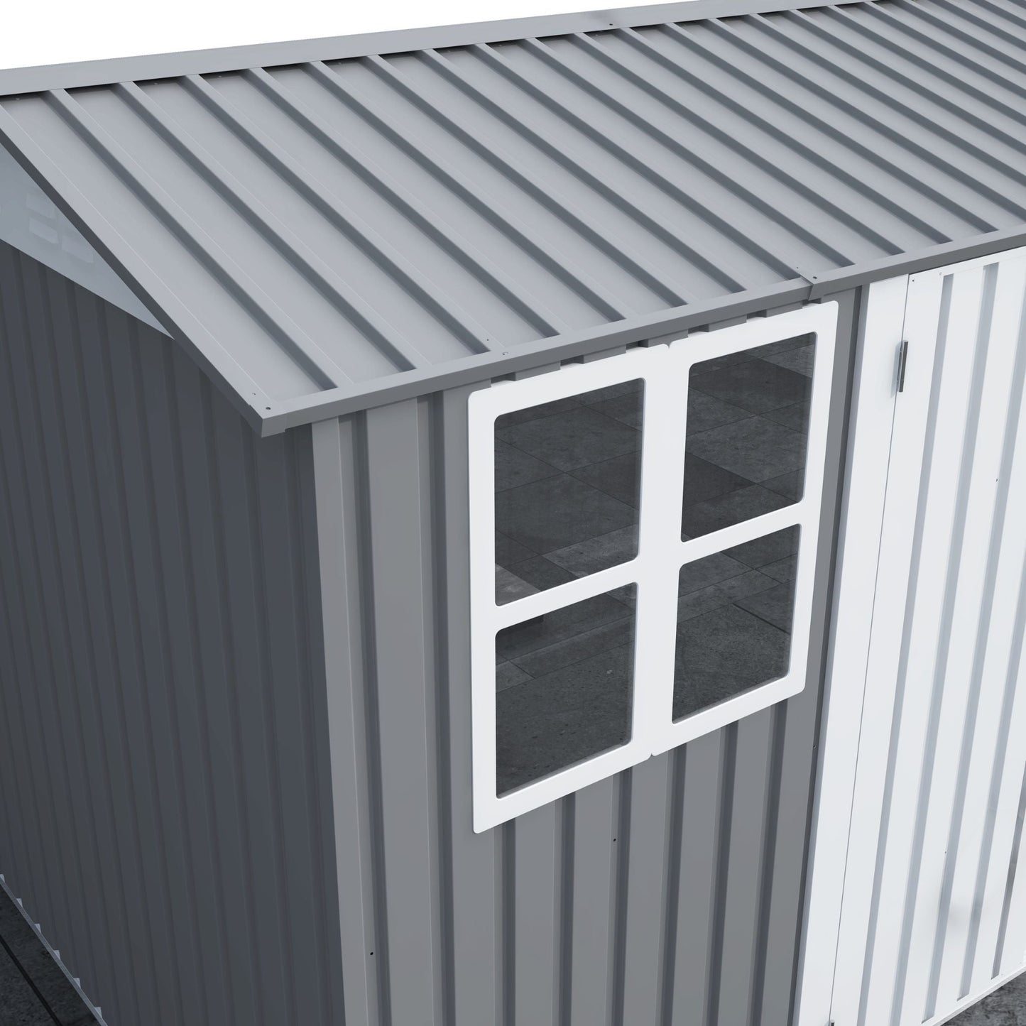 [08X10FT] Outdoor Garden Tool Shed With Thickened Galvanized Steel, Sloped Roof, Vents And Double Lockable Doors (SAK66582)