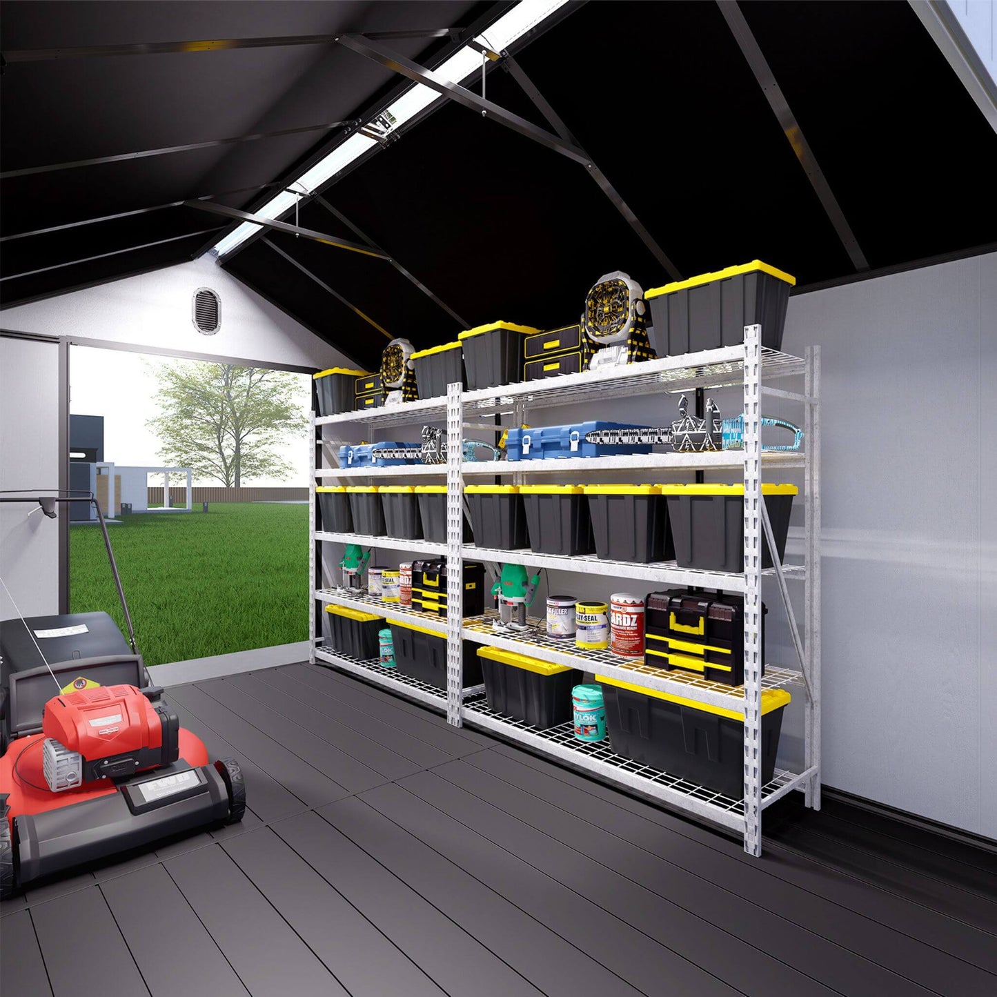 [08X12FT] Large Polypropylene Storage Shed With Reinforced Floor And Lockable Swing Doors (SAK07451)