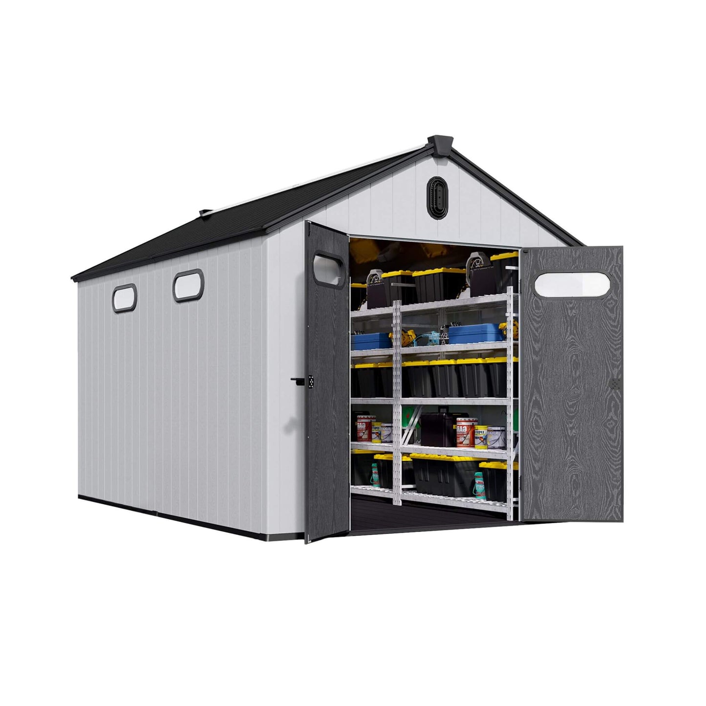 [08X12FT] Large Polypropylene Storage Shed With Reinforced Floor And Lockable Swing Doors (SAK07451)