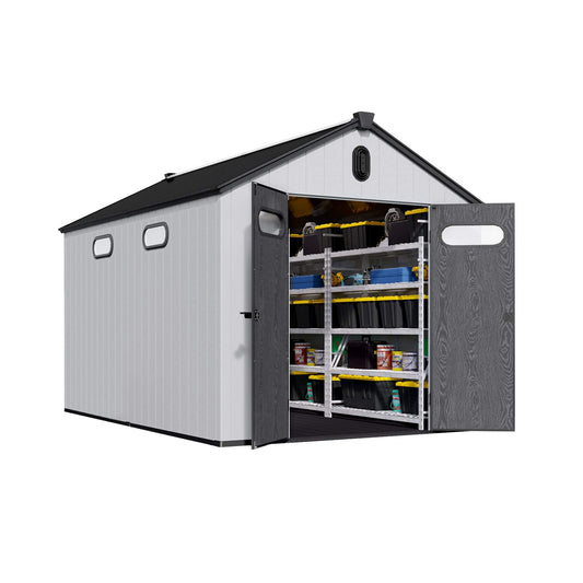[08X12FT] Large Polypropylene Storage Shed With Reinforced Floor And Lockable Swing Doors (SAK07451)