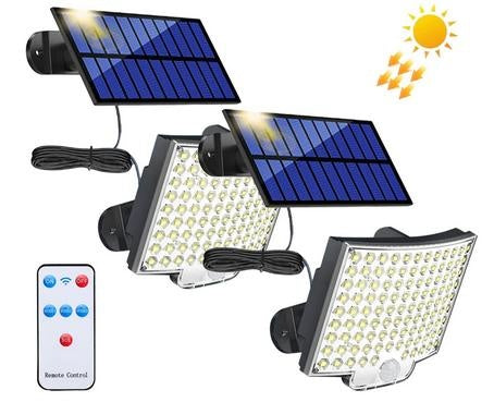 Solar Outdoor Lights Waterproof, LED Security Lights With 16.5 Ft Cable, Motion Sensor Lights, Flood Light For Streets, Courtyards,Parking Garages
