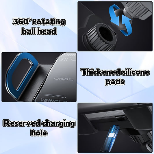 Car Universal Mobile Phone Holder 15W Wireless Fast Charging 2 In 1 Automatic Rotating Magnetic Mobile Phone Holder Car Air Outlet Holder, Automatic Clamping Automatic Rotating 90  Air Outlet Holder