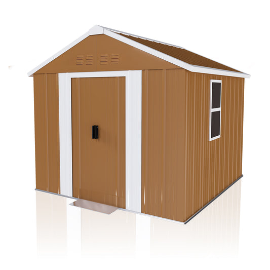 6X4 FT Heavy-Duty Metal Storage Shed With Windows  Lockable Door & Ventilation - Weatherproof Outdoor Garden Shed For Backyard  Lawn  And Tool Organization