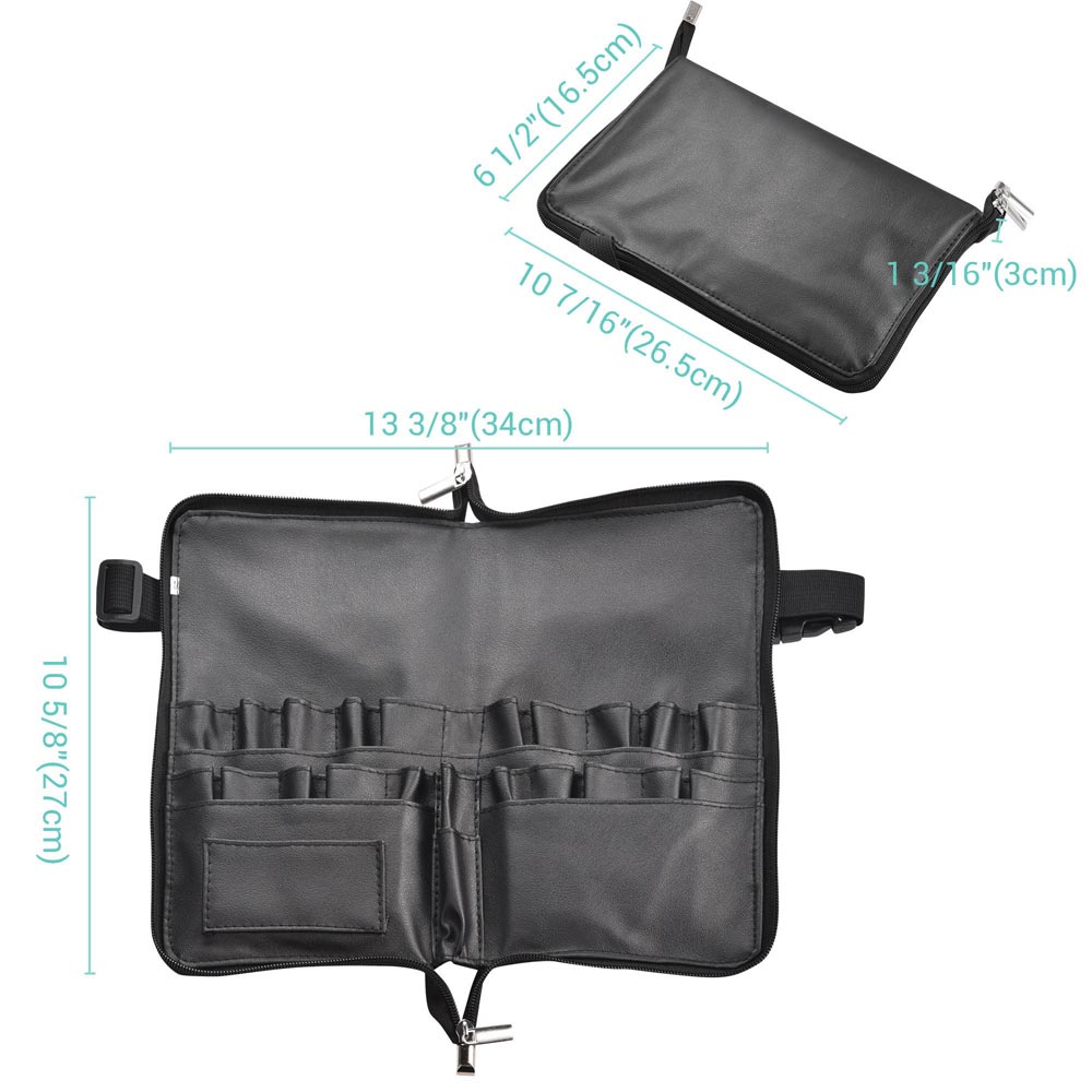 2 in 1 Makeup Brush Belt PVC 24 Slots Double Zipper