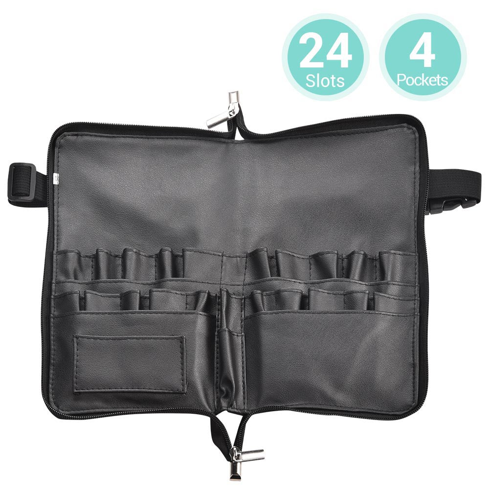 2 in 1 Makeup Brush Belt PVC 24 Slots Double Zipper