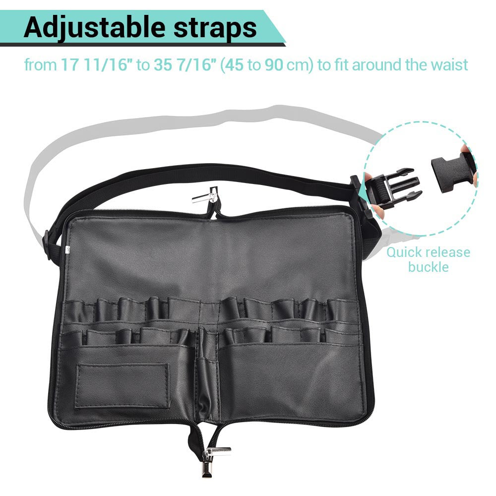 2 in 1 Makeup Brush Belt PVC 24 Slots Double Zipper