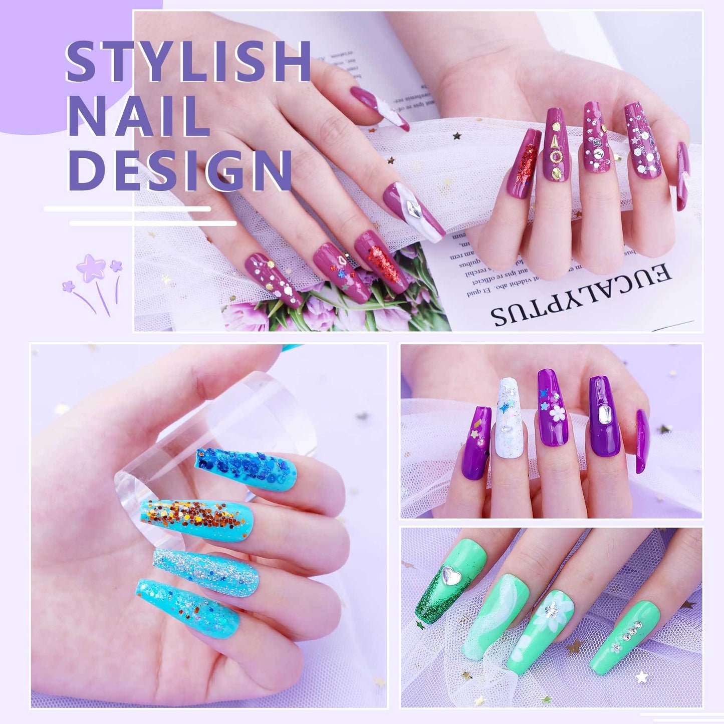 Professional 24 Color Glitter Acrylic Nail Powder And Liquid Monomer Set