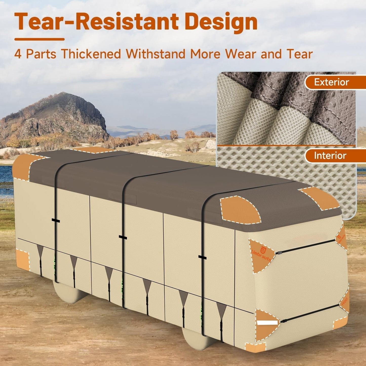 Class A RV Cover, 2025 Upgraded Heavy Duty 7 Layers Top 3 Layers Side Windproof Breathable Class A Motorhome Camper Cover