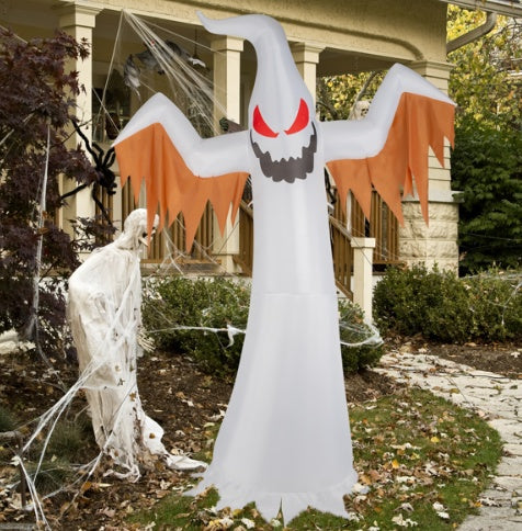 12ft 4pcs LED Lights Giant Scary Ghost Flames And Flashing Red Eyes Inflatable Halloween Decoration