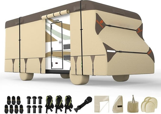 Class C RV Cover 2025 Upgraded Heavy Duty 7 Layers Top 3 Layers Side Windproof Breathable Class C Motorhome Camper Cover