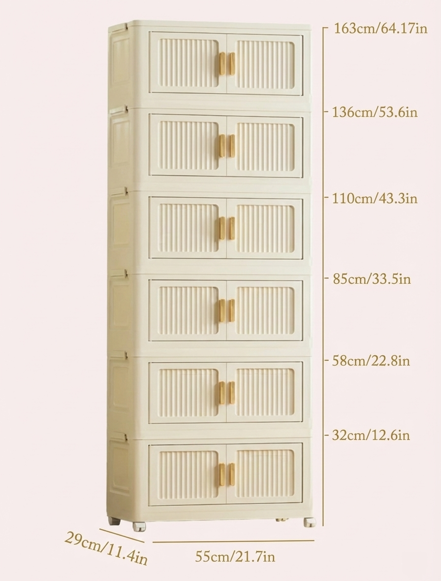 2-6 Layer Foldable Rolling Storage Bin Cabinet | Large Capacity Closet Organizer