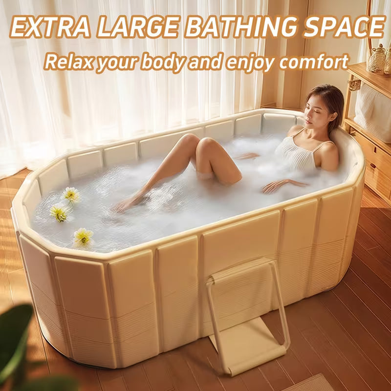48-Inch Folding Portable Adult Bathtub with Corner Drain