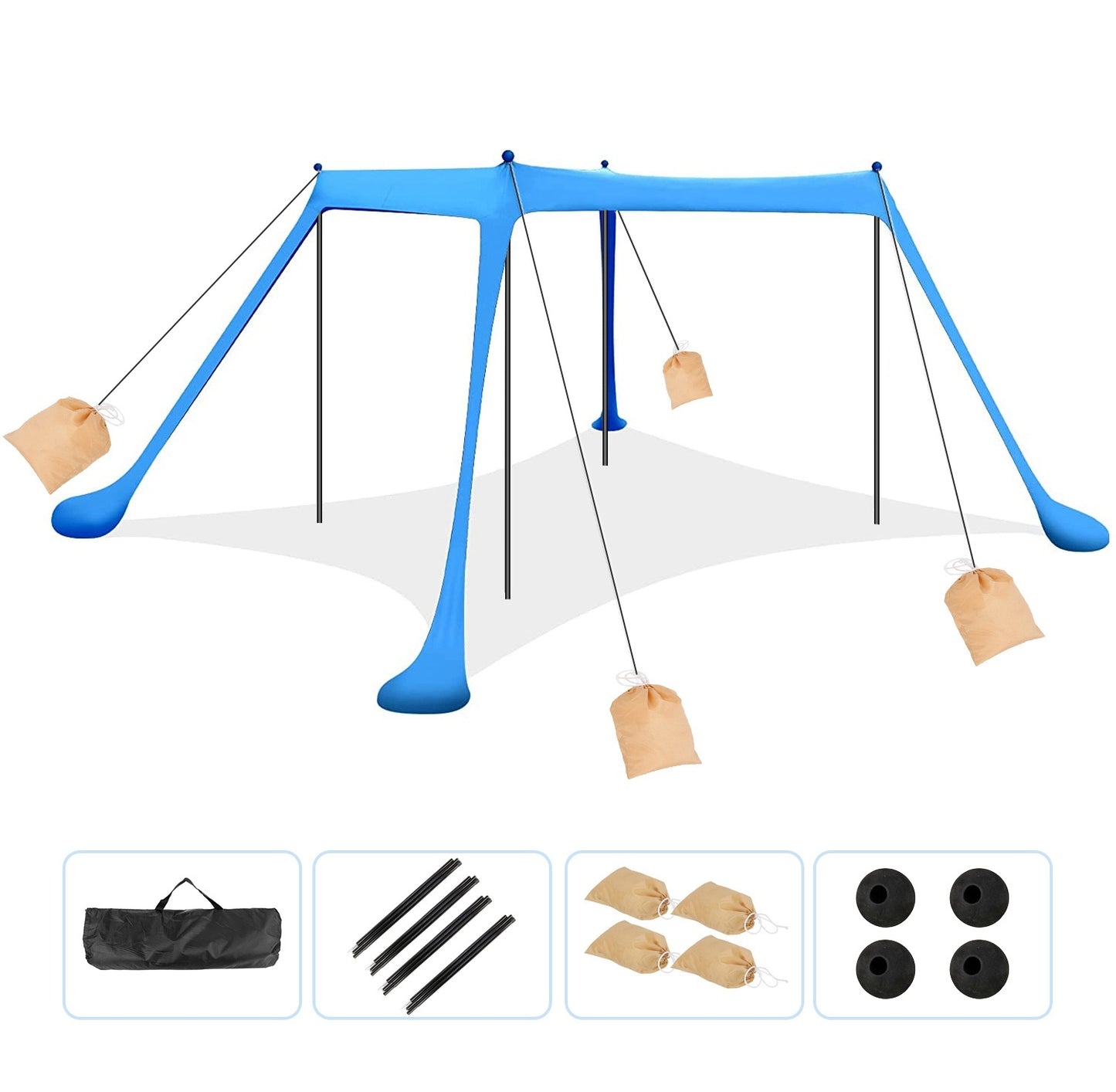 1Pc 5-8 Person Beach Tent Sun Shelter Canopy 10x10x6.6ft With Sandbag Foldable Poles Carry Bag UPF50 For Camping Trip Fishing Picnic Fedex Shipping