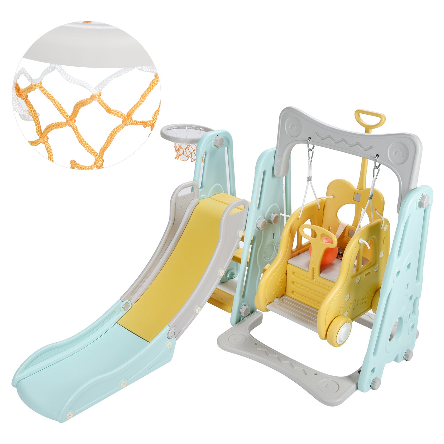 Kids Baby Toddler Climber Swing Set Long Slide Children Play Area for Outdoor IndoorStyle 1 Green