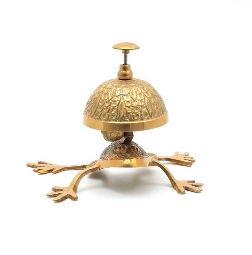 Decorative Gold-Plated Brass Desk Bell In Frog Design-6