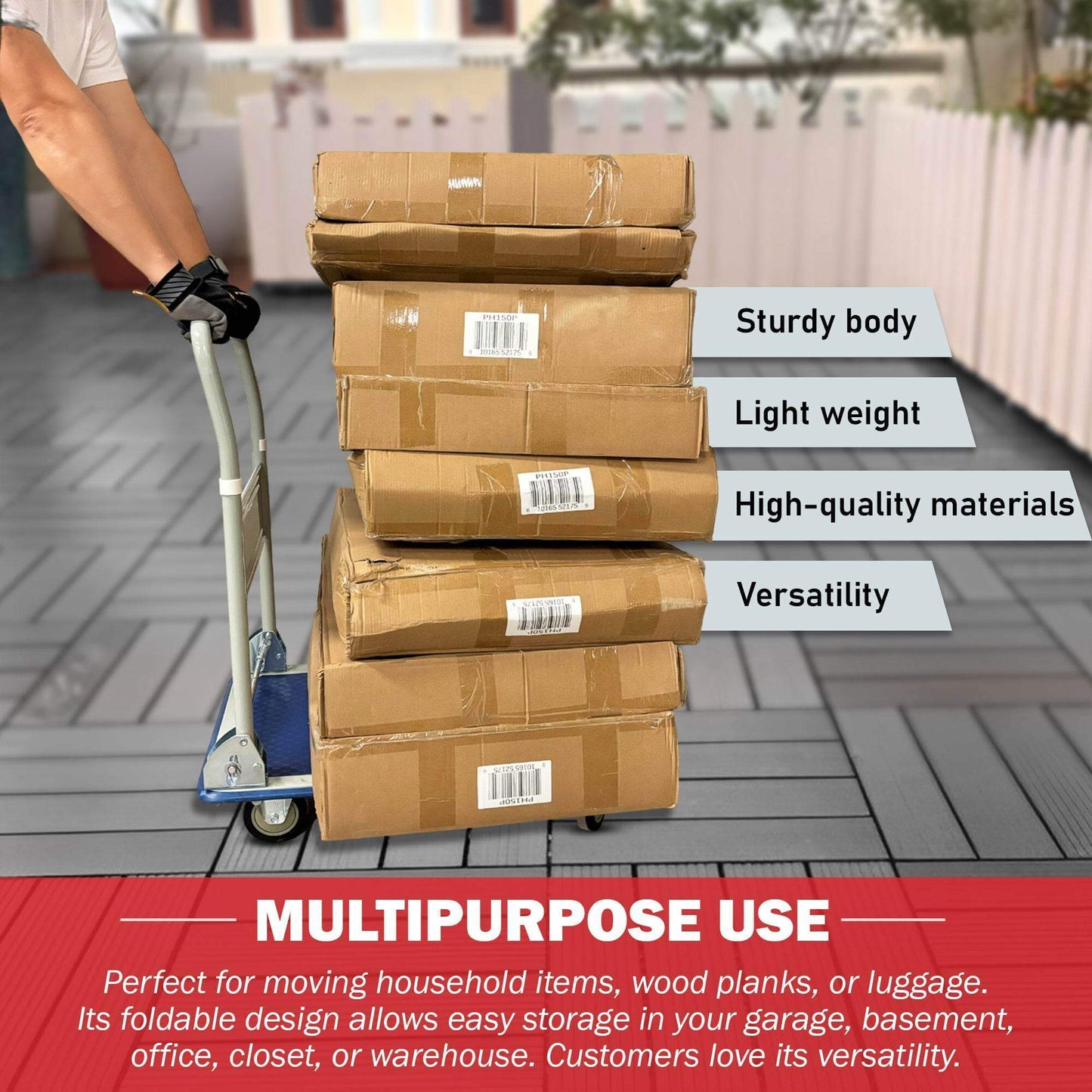 Platform Hand Truck, Compact & Foldable, 330-660 lb Capacity, Blue