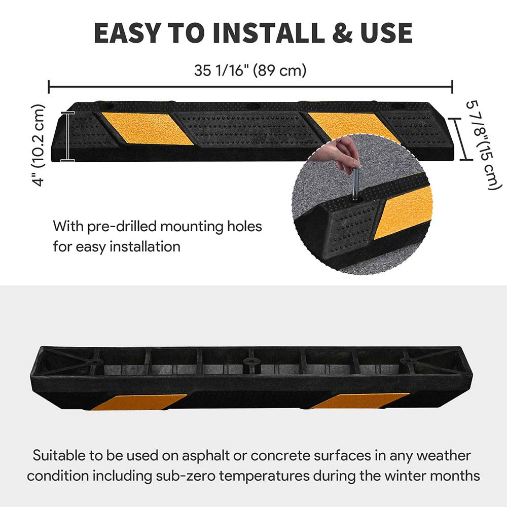 36 in Commercial Rubber Parking Stop Block Wheel Tire Curb