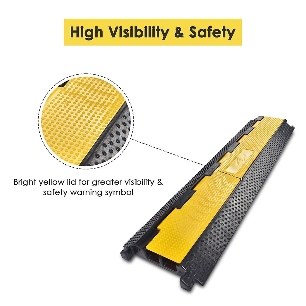 Cable Ramp Protector Rubber Cable Cover 3-Channel for 2" Cables