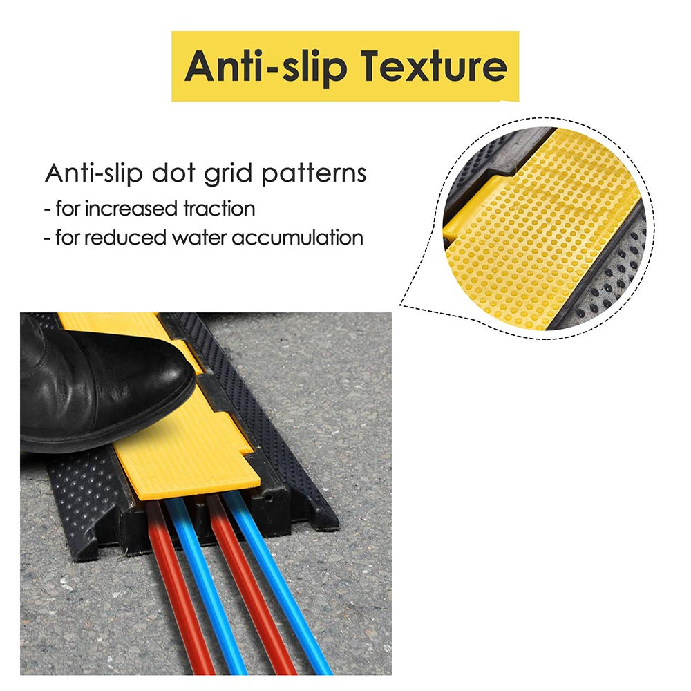 Cable Ramp Protector Rubber Cable Cover 3-Channel for 2" Cables