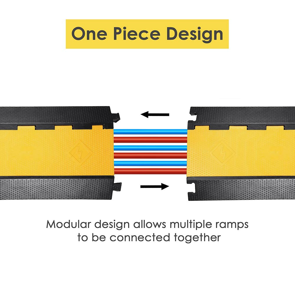 Cable Ramp Protector Rubber Cable Cover 3-Channel for 2" Cables