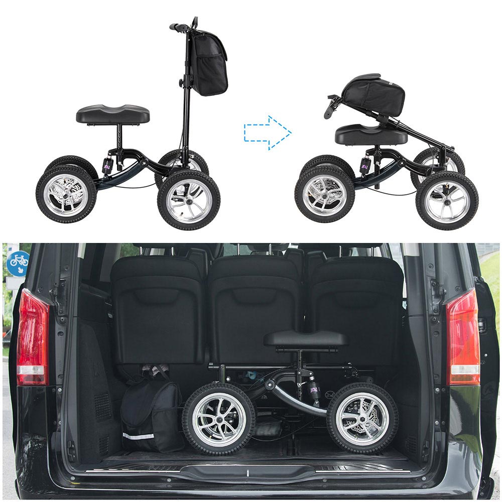 Folding All-Terrain Knee Walker Scooter Steerable Brake Basket Pump