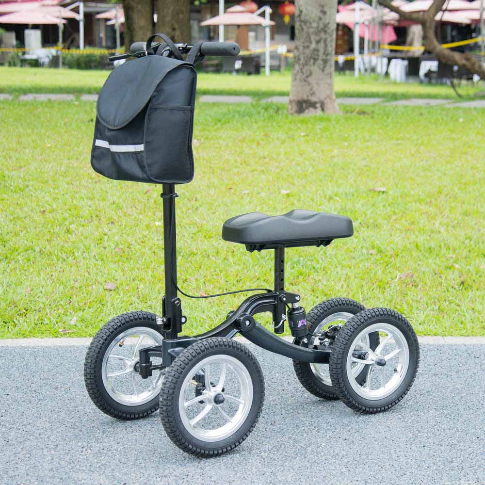 Folding All-Terrain Knee Walker Scooter Steerable Brake Basket Pump