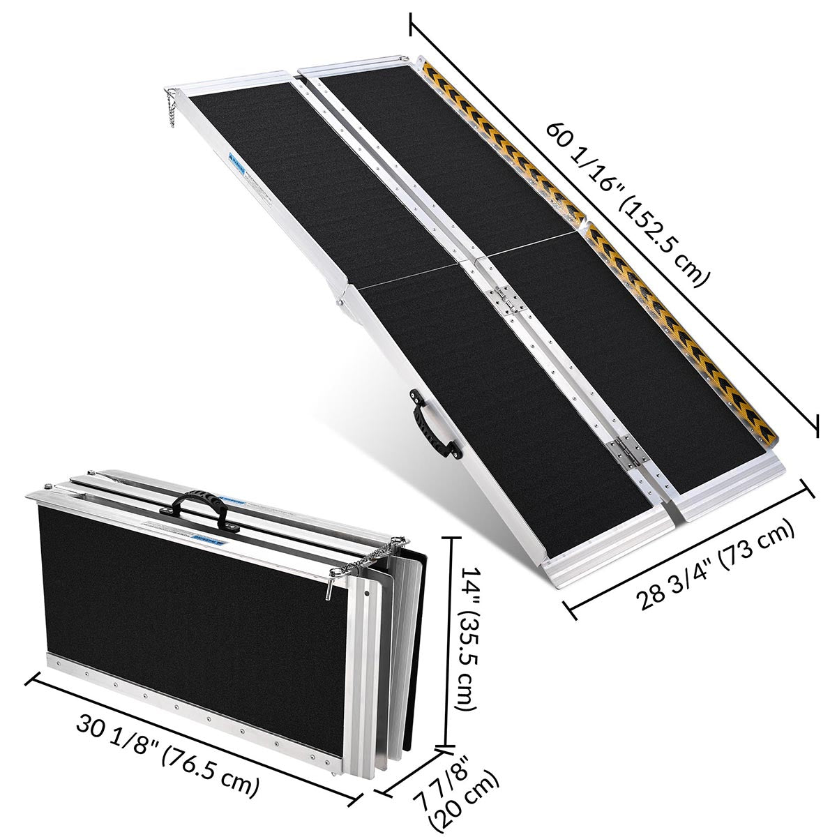 Aluminum Wheelchair Ramp 600lb Capacity 5'x29" Non-Slip Surface