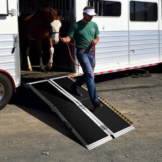 Aluminum Wheelchair Ramp 600lb Capacity 5'x29" Non-Slip Surface