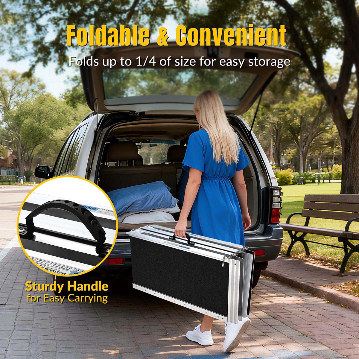 Aluminum Wheelchair Ramp 600lb Capacity 5'x29" Non-Slip Surface