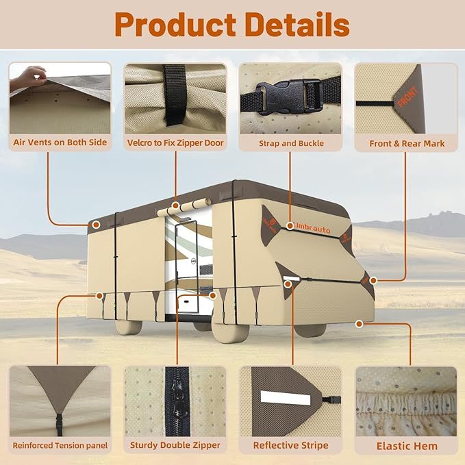 Class C RV Cover 2025 Upgraded Heavy Duty 7 Layers Top 3 Layers Side Windproof Breathable Class C Motorhome Camper Cover