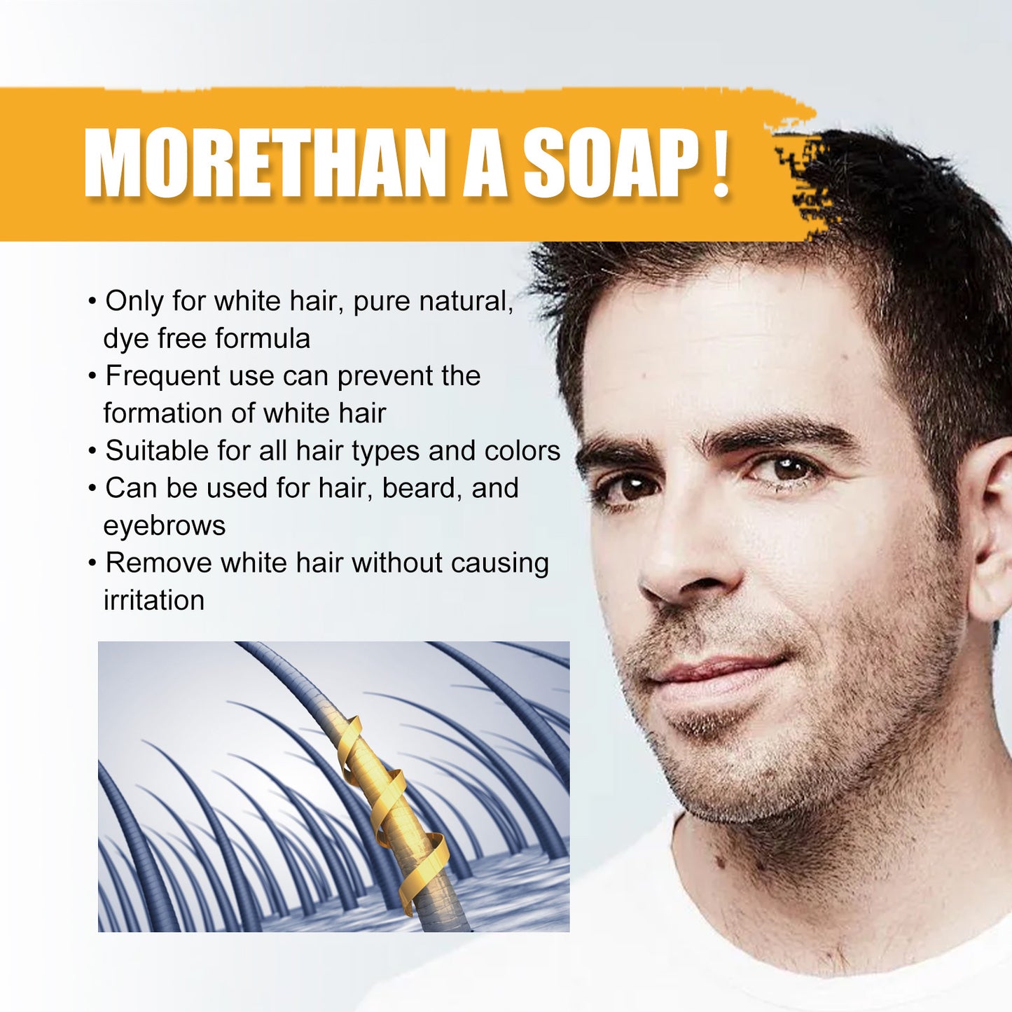 Men's Shampoo Soap - Cleansing Hair, Nourishing, Moisturizing, Dark Hair, Shiny Hair Care Men's Shampoo Soap