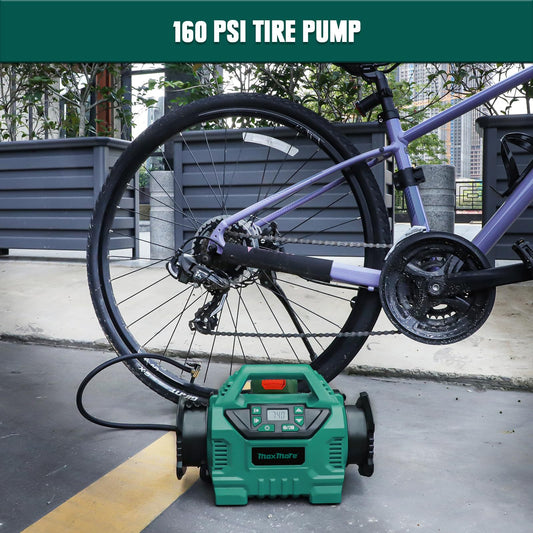 Cordless Tire Inflator Compatible With Makita 18V Battery, 160 PSI Portable High Pressure Air Compressor With 1 X 18V 2.0Ah Battery And Fast Charging Charger, Digital Meter, Auto Shut-Off, LED Light