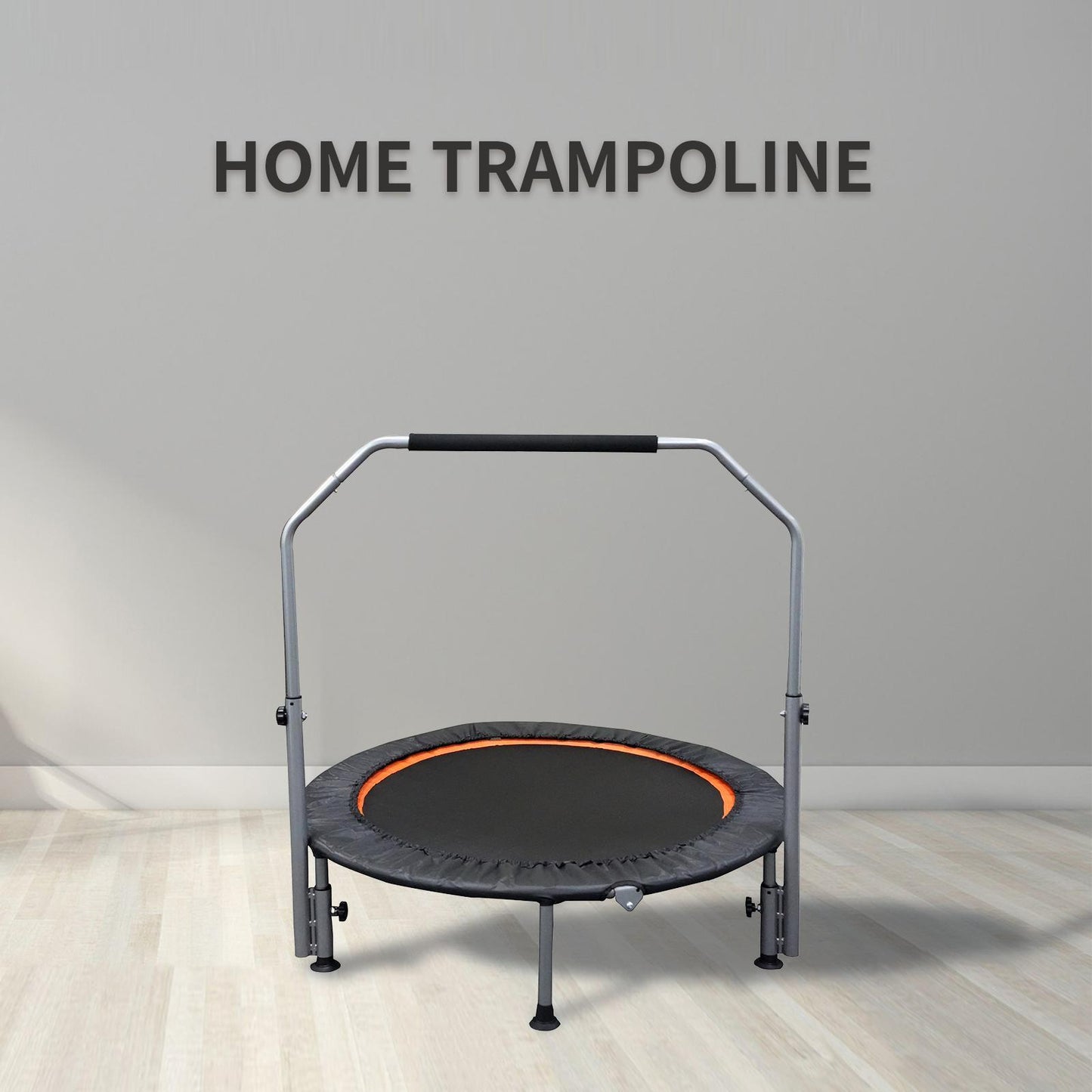 Folding Mini Fitness Trampoline With Adjustable Handles For Adults, Suitable For Indoor And Outdoor Exercise