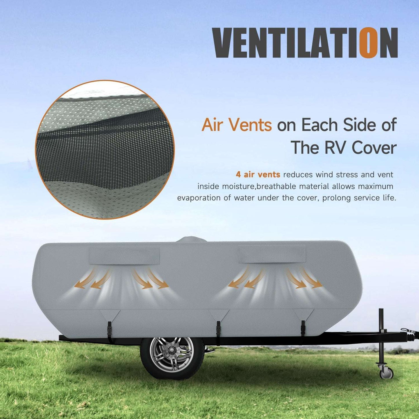 7 Layers Pop Up Camper Cover, Breathable UV Resistant Windproof Waterproof RV Cover
