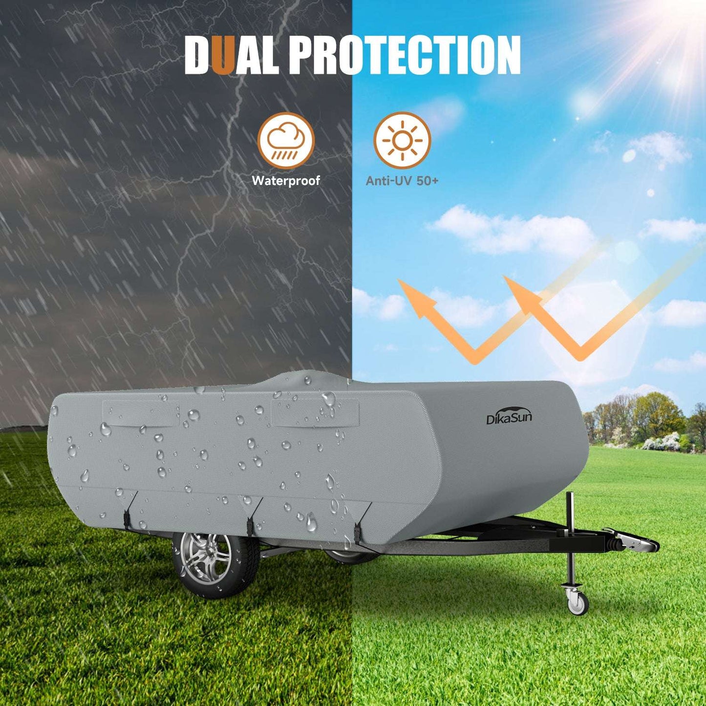7 Layers Pop Up Camper Cover, Breathable UV Resistant Windproof Waterproof RV Cover