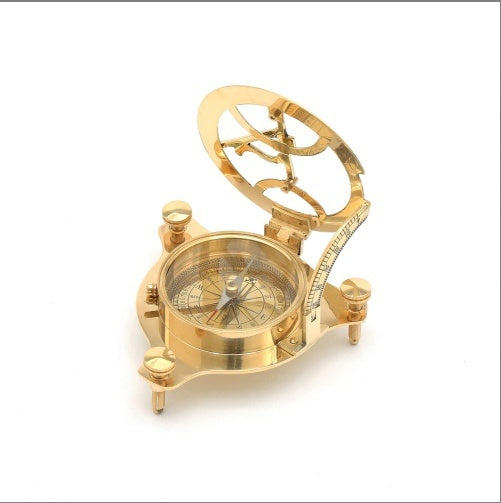 Vintage Collectible Brass Sundial Campass-Golden