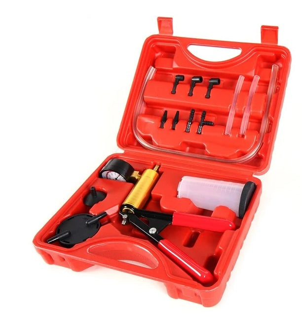 Hand Held Vacuum Pressure   Tester Set Brake Fluid Bleeder Bleeding Kit   Box