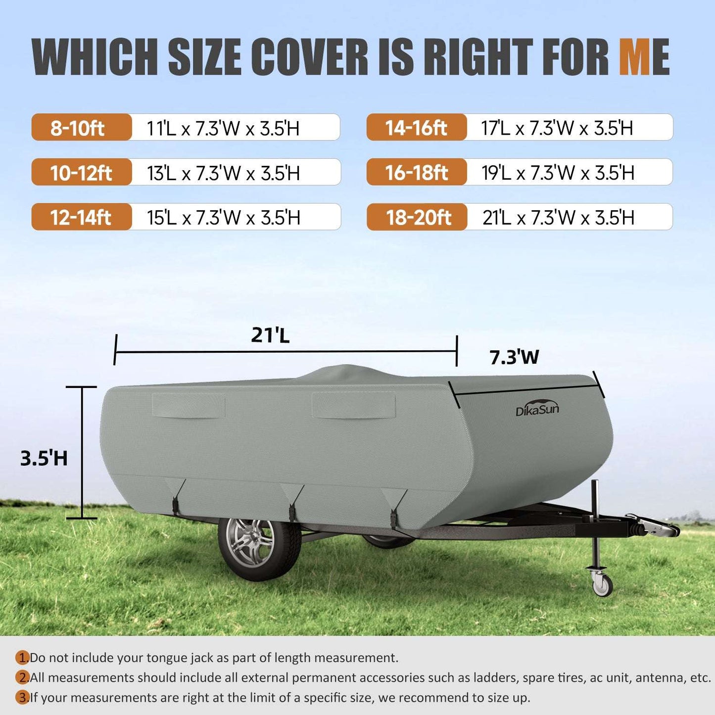 7 Layers Pop Up Camper Cover, Breathable UV Resistant Windproof Waterproof RV Cover