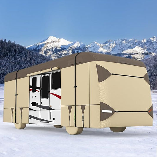 Class A RV Cover, 2025 Upgraded Heavy Duty 7 Layers Top 3 Layers Side Windproof Breathable Class A Motorhome Camper Cover