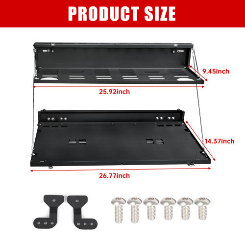 Tailgate Table Molle Panel For Ford Bronco 2021-2024 2-Tier Foldable Rear Storage Cargo Rack Shelf Camping Desk