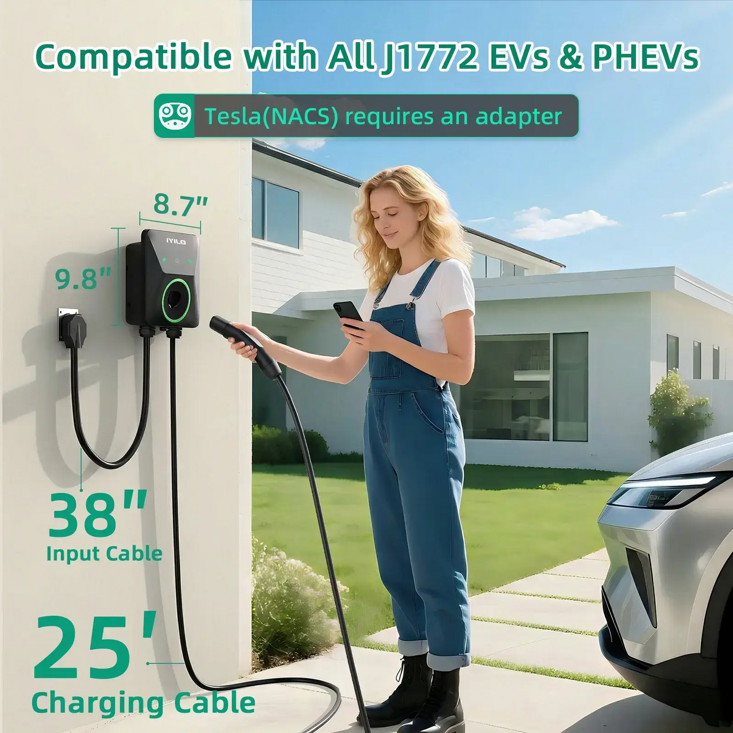 Level 2 EV Charger NACS (J3400)Hardwired – 48A