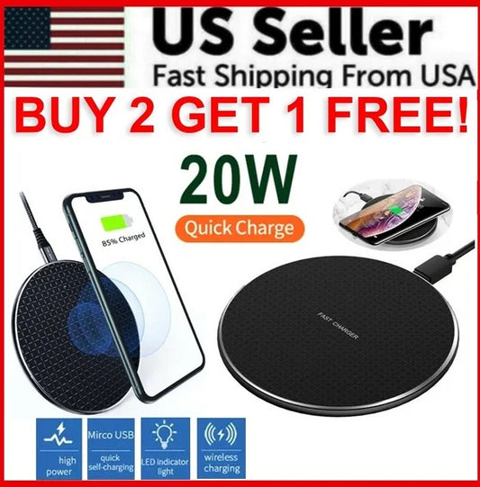 20W Wireless Charger Fast Charge Pad For XS Max X XR 12 13 Pro